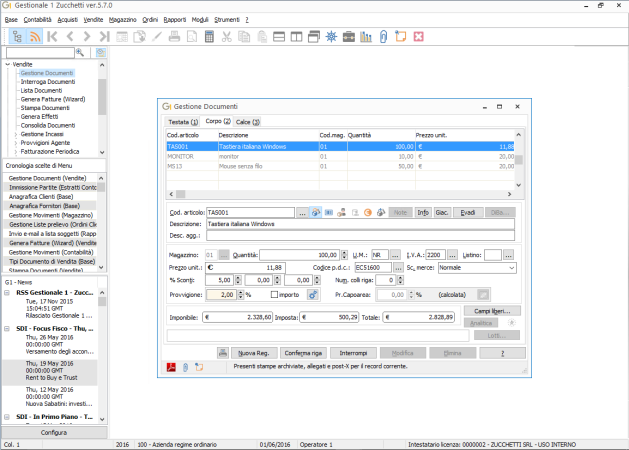 Gestionale 1: Gestione documenti: emissione