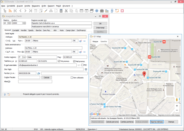 Gestionale 1: Anagrafica clienti con mappe
