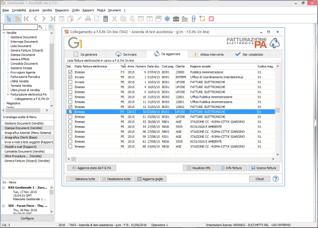 Gestionale 1: Invio fatture elettroniche